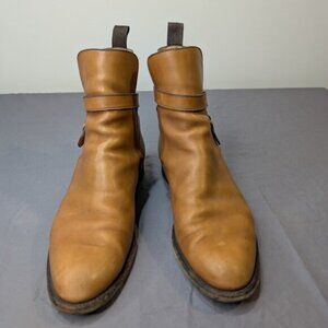 Ron White Tan Leather Strap Ankle Boot Women Size 39.5